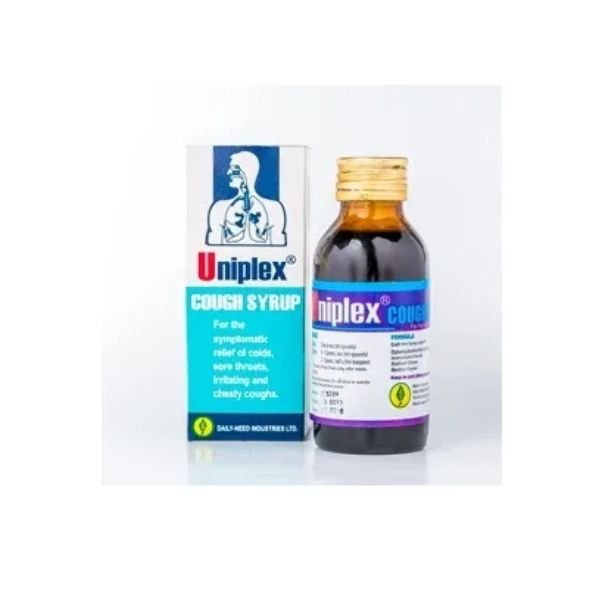 Uniplex cough syrup for irritating cough at TAF Pharmacy in Limbe, Cameroon
